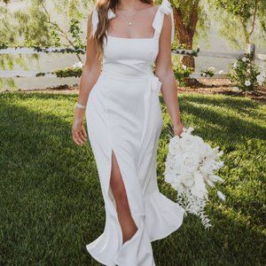 White Satin Slit Dress
